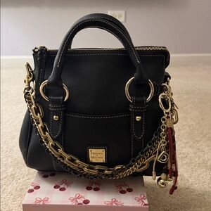 Dooney & Bourke Black Satchel with Gold Accents Micro Penrose!